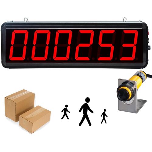SUBZONAL-Compteur numérique à LED, comptage jusqu'à 999999, compteur de bande transporteuse avec capteur, distance du capteur 70 cm, compteur de visiteurs de 3 pouces pour ligne de production d'usine