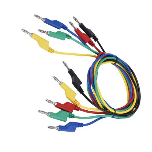 SUBZONAL-Lot de 5 Fils de Test de Fiche Banane en Cuivre P1036 1 M pour Multimètre, Double Tête 4 Mm avec Couvercles en Plastique Isolés, Excellent Composant électronique de Différentes