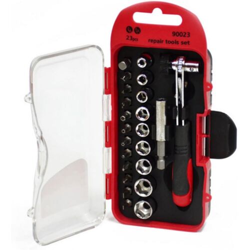 SUBZONAL-Jeu De Douilles 23 Pièces Cliquet Et Tiges D¿extension, Embouts 4-12, Ensemble Outils De Réparation Multifonction, Adapté Auto, Moto Et Bricolage, Kit Complet, Usage Professionnel