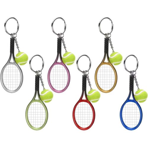 Subzonal-Lot De 6 Mini Porte-Clés De Tennis, Modèle Simulé De Raquette De Tennis, Pour Les Amateurs De Tennis, Convient Aux Équipes Passionnées De Sport