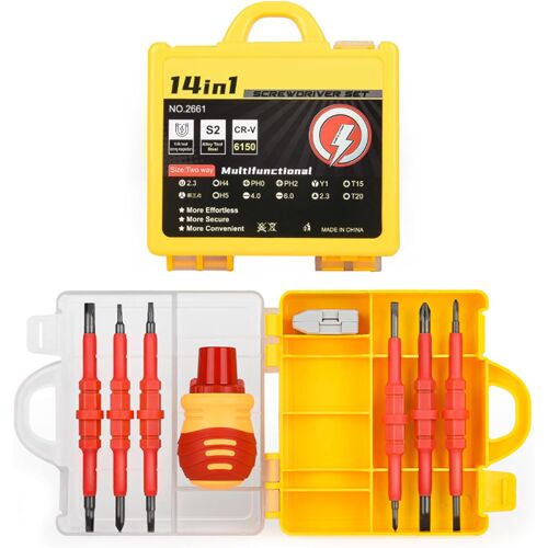 SUBZONAL-Lot de 14 tournevis isolés pour électricien avec étui et embouts interchangeables