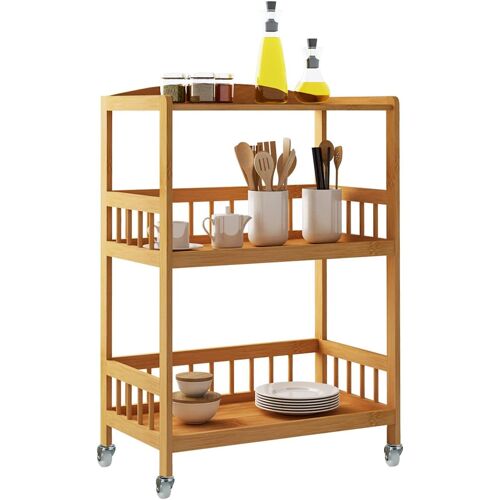 SUBZONAL-Etagère de Cuisine Roulant, Meuble Rangement Desserte Chariot de Cuisine de Service avec des Tablettes 53 * 30.5 * 80