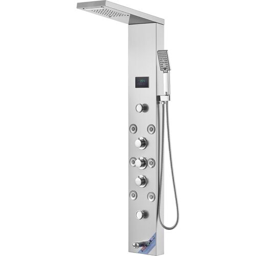 SUBZONAL-Système de Panneau de Douche avec 6 Modes, Tour de Panneau de Douche Hydroélectrique LED Écran, Pluie, Cascade, 8 Jets de Massage, Bec de Baignoire et Pomme de Douche avec Tuyau, Salle de Ba