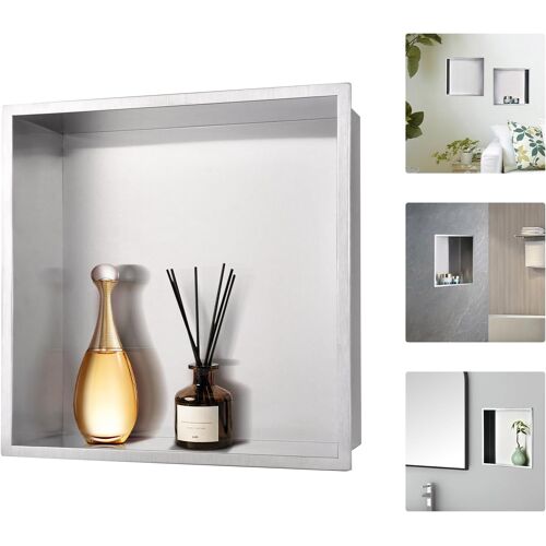 SUBZONAL-Niche de Douche 30 x 30 cm : Niche de Douche encastrée étanche en Acier Inoxydable pour Mur de Douche ¿ Niche Murale à Coins carrés