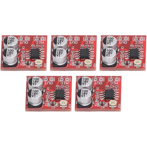 SUBZONAL-Module Amplificateur à Gain Réglable LM386 DC4V-12V, 5 Amplificateurs de Microphone à électret, 20-200x, Prise en GND, connectivité VCC, Matériau ABS Résistant aux Chocs,