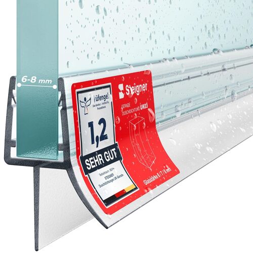 SUBZONAL-Joint porte de douche UK03 40 cm (1 pc.) transparent - Joint vertical pour douche à accès d'angle ou pentagonale avec porte 6-8 mm - Matériau durable, Finition esthétique, Installation facil