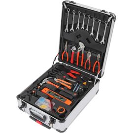 SUBZONAL-Mallette à outils avec fonction trolley, 187 outils remplis dans une mallette en aluminium robuste, grand kit d'outils pour bricoleurs, bricoleurs et maîtres artisanaux, chariot à outils pro