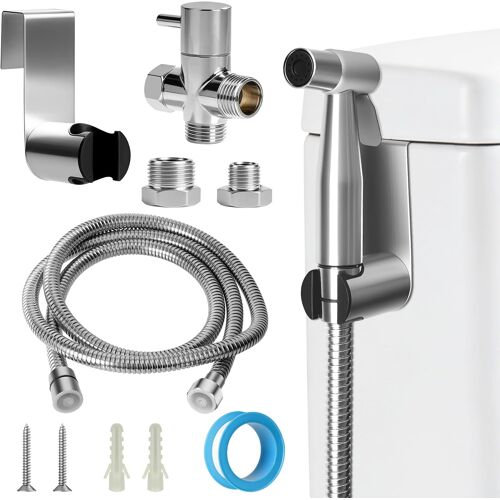 SUBZONAL-Kit de Douchette de Bidet en Acier Inoxydable, Kit Douchette WC avec Vanne 3 Voies (1/2""-3/8""), Pulvérisateur de Bidet à Main pour Hygiène Personnelle Animauxet Nettoyage Des Couches