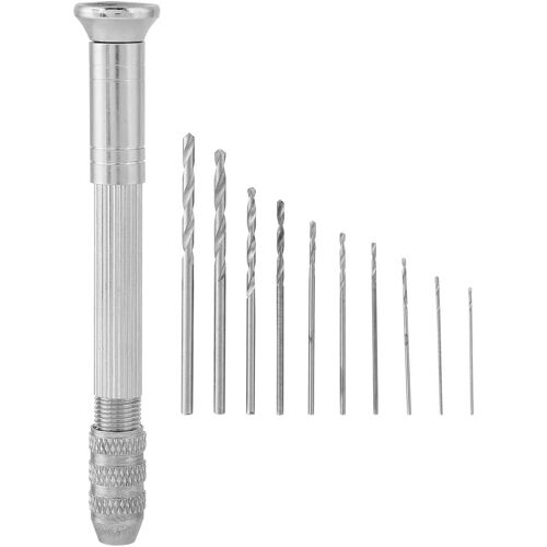 SUBZONAL-Mini Perceuse Hélicoïdale Manuelle de Précision avec 9 Forets, Outil de Poinçonnage, Facile à Utiliser pour le Travail Artisanal, Excellent Outil pour la Fabrication de Bijoux,