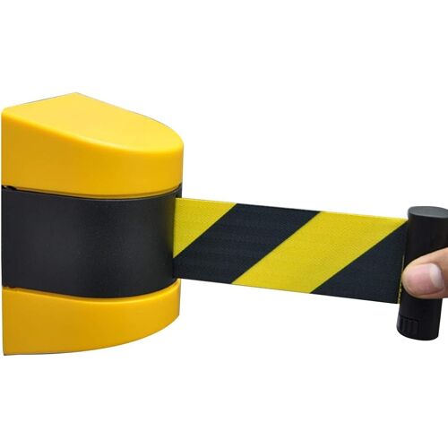 SUBZONAL-Barrière de Ceinture rétractable à Montage Mural Fixe, barrière de Ceinture rétractable, Ceinture de sécurité à Montage Mural Fixe, Ceinture de sécurité Noire et Jaune avec vis pour barrière