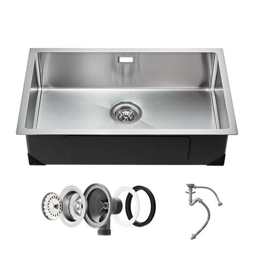 Subzonal-Vier De Cuisine, 70 Cm, Évier Sous Plan En Acier Inox 304, Évier À Encastrer Cuve Simple Avec Accessoires, Évier De Lave-Vaisselle Ménager Pour Camping-Car, Cuisine De Préparation, Buanderie