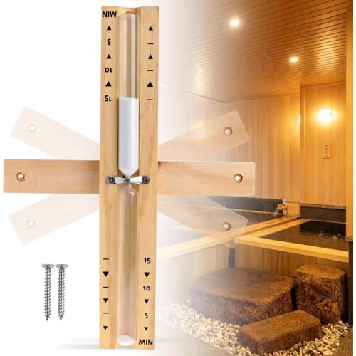 SUBZONAL-Sablier de Sauna, Sablier 15 Minutes, Sablier en bois, Accessoires de Sauna, Robuste et Résistant à la Chaleur, Compte à Rebours Sablier, Horloge de Sable pour Séance de Sauna Hammam Spa
