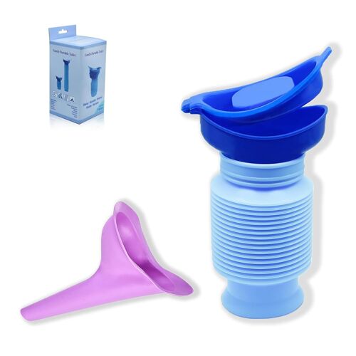 Subzonal-Urinal Portable Pliable 750ml & Urinoir De Voyage Étanche ¿ Kit Homme & Femme Avec Entonnoir Violet Offert ¿ Idéal Voiture, Camping, Nuit & Urgence