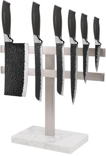 Subzonal-Support Magnétique Pour Couteaux Avec Base En Marbre Pour Comptoir, Porte-Couteaux En Acier Inoxydable Avec Bande Magnétique Puissante Améliorée Pour Organiseurs D'ustensiles De Cuisine Et