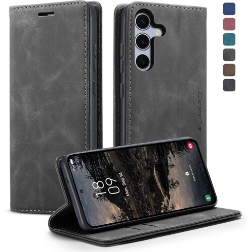 SUBZONAL-Coque pour Samsung Galaxy S25 FE 5G Etui Premium Housse en Cuir Pochette Protection Portefeuille Rabat Clapet Case Porte Carte Magnétique Flip Étui pour Samsung Galaxy S25 FE - Gris