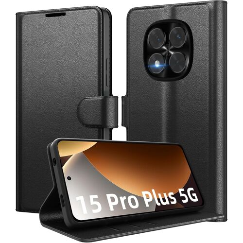 SUBZONAL-Coque pour Xiaomi Redmi Note 15 Pro+ Plus 5G en Premium Cuir PU, Portefeuille Housse Etui pour Cartes Protection Anti-Choc Flip Case Noir