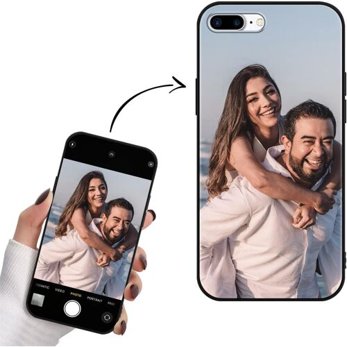 SUBZONAL-Coque Personnalisée pour Apple iPhone 7 Plus / 8 Plus Case 5,5"" Personnalisable Housse avec Votre Propre Photo Image Texte Nom Étuis Souple TPU Personnaliser Custom Nero Cover