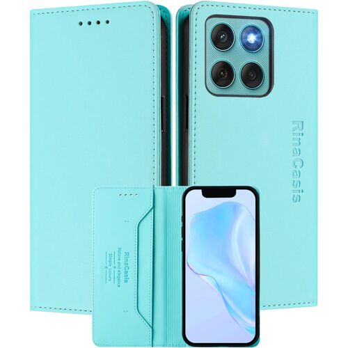 SUBZONAL-Coque pour Motorola Edge 60 Fusion/Edge 60, Résistante aux Chutes et aux Rayures, Fermeture Magnétique Cuir PU de Haute Qualité Étui Portefeuille Folio. Light Blue