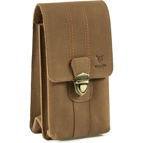 SUBZONAL-Malaga XL - Sac banane en cuir pour homme - Spacieux avec double compartiment - Élégant pour smartphone jusqu'à 7,5"" - Pratique pour le quotidien, marron clair