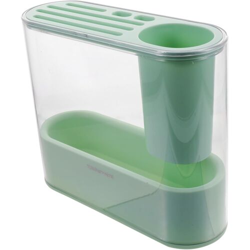 Subzonal-Porte-Couteaux Cuisine Multifonction Support De Coupe Grosse Capacité En Plastique Abs Vert Clair Support Égouttoir Détachable Pour Ustensiles De Table Rangement Plan De Travail