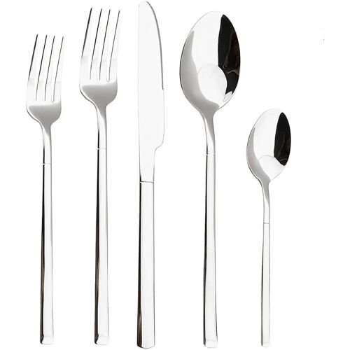Subzonal-Ménagère 5 Pièces En Acier Inoxydable Noir Et Or | Service De Table Élégant For 6 Personnes | Couverts, Fourchettes, Cuillères Et Couteaux,Set D'ustensiles De Cuisine