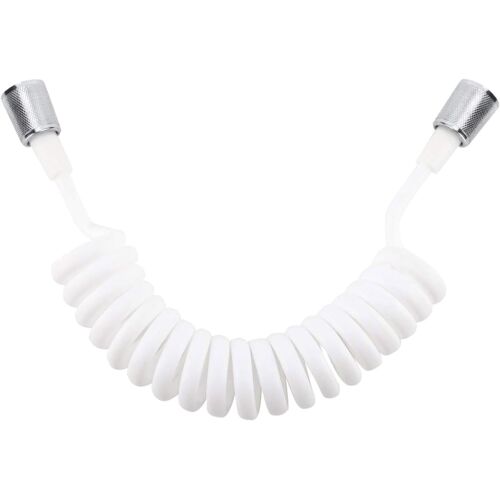 SUBZONAL-Flexible de Douche Télescopique 3M Blanc - Tuyau Rétractable en Mousse avec Bouchon Cuivre | Universel pour Douchette, WC & Bidet | Installation Rapide & Durable