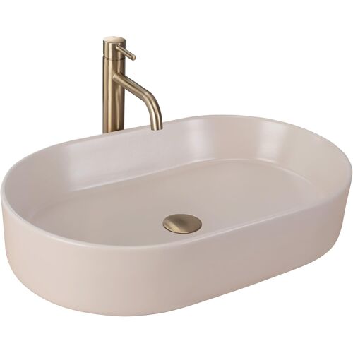 Subzonal-Vasque À Poser Nadia 60 Beige Matt Lavabo Salle De Bain 38,5 X 61 X 12 Cm En Céramique (Beige)