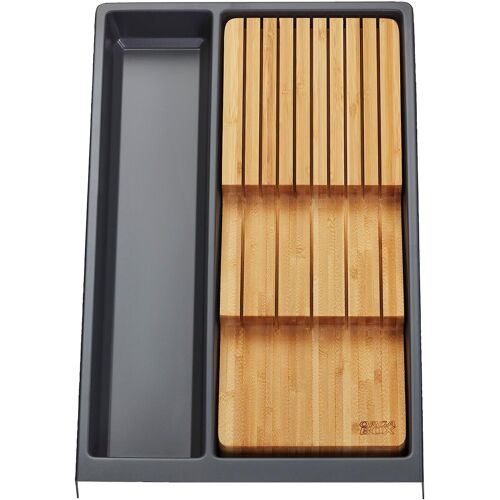 Subzonal-Rangement Polyvalent Separado Individual Gris Ardoise Grainé (300 X 474 X 51 Mm) Largeur D'armoire De 40 Cm Y Compris Le Porte-Couteaux En Bambou Pour Jusqu'à 9 Couteaux
