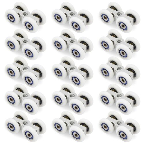 SUBZONAL-Lot de 15 roulettes pour porte coulissante avec 15 vis, 18 mm, rail de porte coulissante avec 4 roues, pour salle à manger, salle de bain, balcon, cuisine et salle de bain
