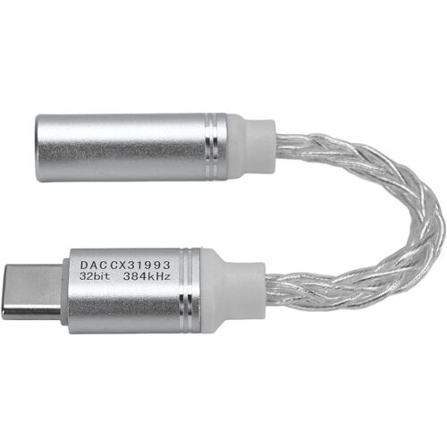 SUBZONAL-Adaptateur de casque USB C jusqu'à 3,5 mm Spport 384 kHz 32 bits, cuivre plaqué argent type C jusqu'à 3,5 mm Câble sonique pour ordinateur portable rembourré de téléphone