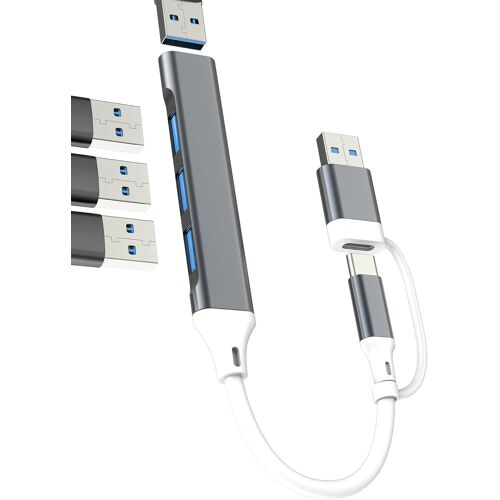 SUBZONAL-Hub USB MacBook Adaptateur pour iPhone Splitter (4 en 1) Ordinateur Portable Thunderbolt Multiport Extender 3.0 Type C Câble pour iPad Pro PC Dongle Extension Ordinateur Station Convertisseu