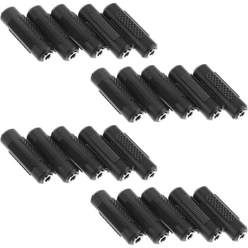 SUBZONAL-20 Pièces Lot de 20 Adaptateurs de Connecteur Audio Femelle-Femelle 3,5 MM Noir Plaqué Nickel, Adaptateur pour Prise Casque Stéréo, Câble Haut-Parleur, Accessoires Audio Portables,