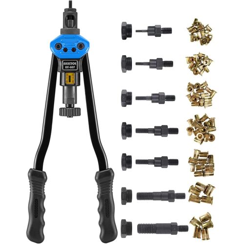 SUBZONAL-Pince à écrou à riveter ¿ Longueur totale de 40 cm pour plus de force, profondeur de traction réglable, avec 80 écrous à riveter et mandrins en M3-M12, kit de pinces à riveter professionnell