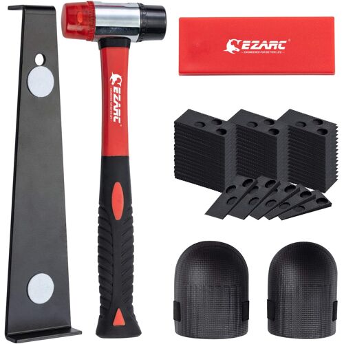SUBZONAL-Kit d'installation pour Parquet Stratifié avec 60 Entretoises, Barre de Traction, Bloc de taraudage en caoutchouc, Maillet à double face, Genouillères