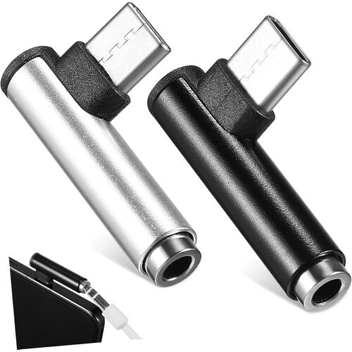 SUBZONAL-Adaptateur Audio Angle Droit 90 Degrés 2 Pièces Type-c vers 3,5 Mm en Plastique Mini Convertisseur Audio Son Clair pour Téléphone Portable