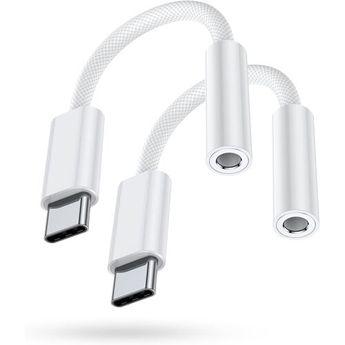 SUBZONAL-2Pack Adaptateur Casque USB C vers 3,5mm pour iPhone 15, Type C à 3,5mm Jack Aux Audio Câble Convertisseur Compatible avec iPhone 15 Pro/Samsung S23/S23+/S24/S22/S21/A53/A54/Pixel 4/3/XL/Mi