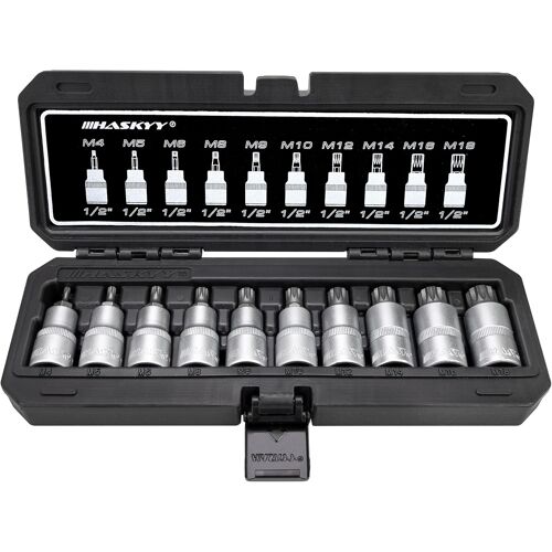 SUBZONAL-Jeu de douilles XZN à denture multiple pour clé à cliquet de 1/2"" - Ensemble de 10 embouts M4, M5, M6, M8, M9, M10, M12, M14, M16, M18
