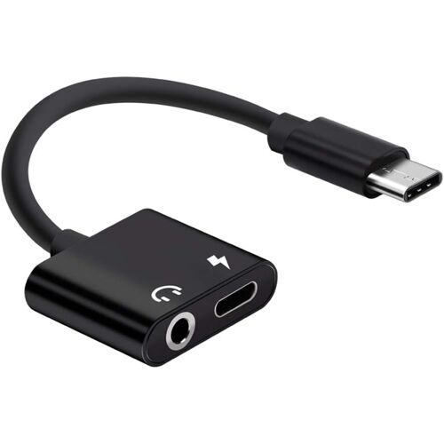 SUBZONAL-Adaptateur USB-c vers Prise Casque avec Chargeur Intégré pour Téléphone Type-c Noir