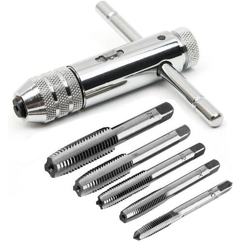 SUBZONAL-Lot de 6 tarauds manuels HSS M3 M4 M5 M6 M8 avec poignée en T réglable