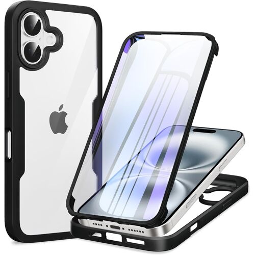 SUBZONAL-Transparente Coque pour iPhone 17 360 Degré Protection Double Face Integrale Housse Etuis Case avec Protecteur D'écran Film Dur PC + Silicone TPU Bumper Housse-Noir