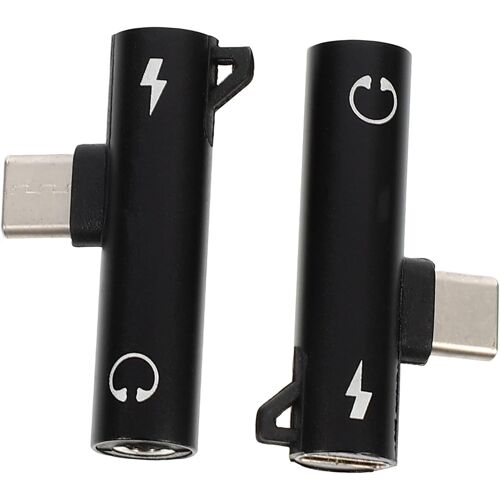 SUBZONAL-2 pièces Adaptateurs Type-c Noir Double Fonction Audio et Charge Compact et Portable pour Téléphones Mobiles