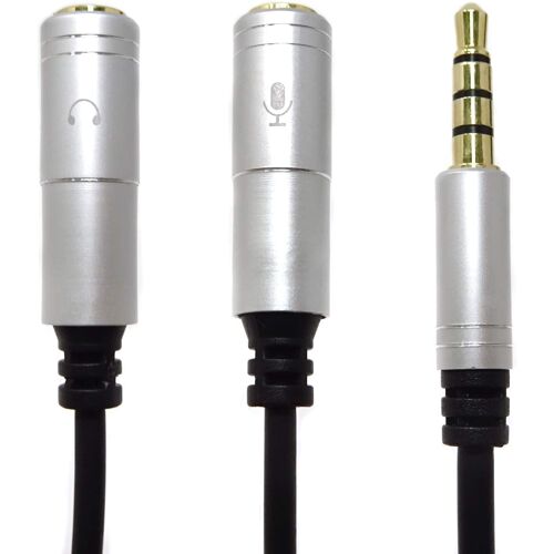 SUBZONAL-Adaptateur de casque Y Splitter Câble d'extension stéréo mâle 3,5 mm vers 2 ports femelle 3,5 mm avec micro et audio séparés pour casque de jeu, PS4, Xbox One, ordinateur portable gris