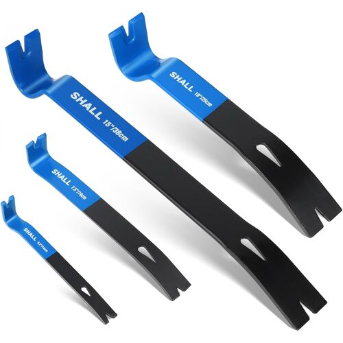 SUBZONAL-SHALL Lot de 4 pieds-de-biche plats - 38,1 cm, 25,4 cm, 19,1 cm, 14 cm - Très résistant et mini extracteur de clous - Barre de griffe utilitaire - Barre plate en acier à haute teneur en carb