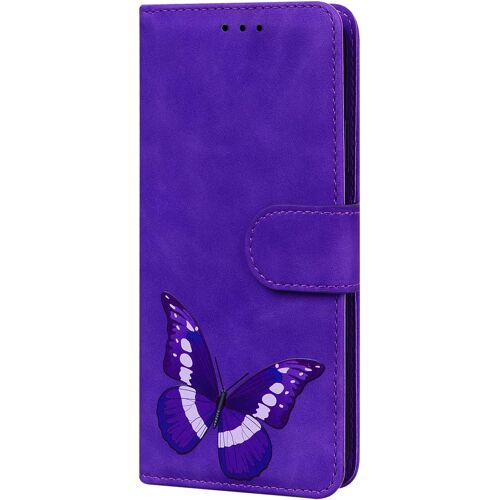 SUBZONAL-Pochette de Téléphone pour Sony Xperia 1 III,Coque Imprimé Papillon Housse à Rabat en Cuir Doux au Toucher Antichoc Bourse Etui avec Carte Bleue Fentes et Support,Violet