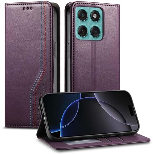 SUBZONAL-Coque Business pour Motorola Edge 60 Fusion, Étui Portefeuille Flip en Cuir PU Fermeture Magnétique, Coque Antichute Dragonne Intégrée avec Support, Purple.