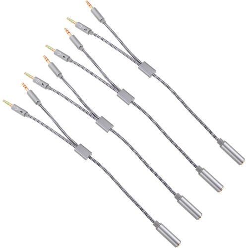 SUBZONAL-4 Pièces Câble Répartiteur Audio Stéréo Tressé Extension Y Dual Male vers Femelle Adaptateur pour Casque Micro Ordinateur Smartphone Tablette Portable et Compatible Multi-appareils
