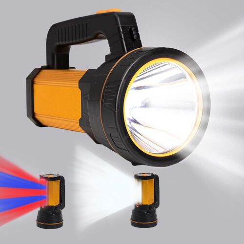 SUBZONAL-Lampe Torche Led Ultra Puissante Rechargeable USB C,Lanterne Latérale/longue portée 800M/Grande Batterie 10000mah/Poignée/Bandoulière,Lampe Torche Luminosité élevée pour la Maison/Extérieur/