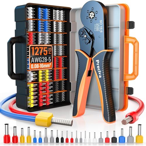 SUBZONAL-0.08-16mm² Pince à Sertir avec Double Berrel Cosses Electriques, Hexagonal Sertisseuse Electrique avec 1275pcs Embouts & Valise, Pignon à Cliquet Autorégulateur (SO 16-6)
