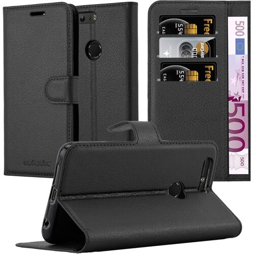 SUBZONAL-Coque pour Honor 8 en Noir DE Jais - Housse Protection avec Fermoire Magnétique, Stand Horizontal et Fente Carte - Portefeuille Etui Poche Folio Case Cover