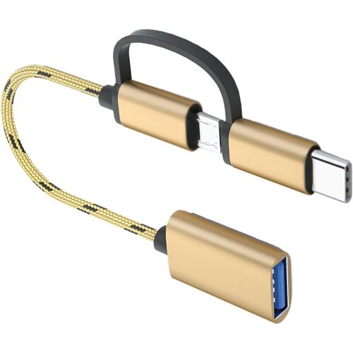 SUBZONAL-Câble OTG Gold USB 3.0 A pour Type C -micropterapter pour Connecter la Souris, Le pavé de Lecture et Le Clavier avec Le Téléphone ou L'ordinateur